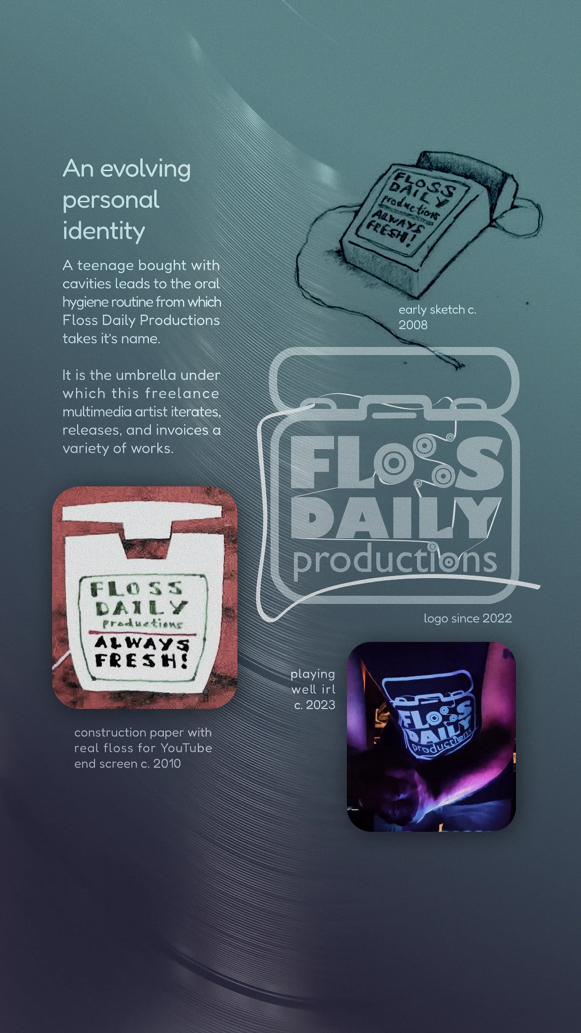 Floss Daily Productions visual identity history